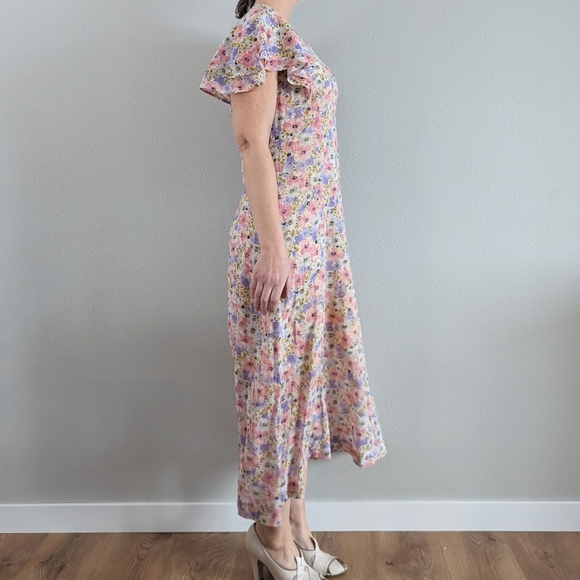 1930's FLORAL DRESS cotton voile 30's S - Picture 6 of 12
